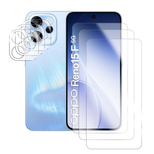 Lot de 3 Verre trempé pour Oppo Reno 15 F 5G CPH2801 6.57"" / Oppo Reno 15 FS 5G CPH2801 6.57"" + lot de 3 Verre trempé protecteur d'objectif camera arrière - Visiodirect -