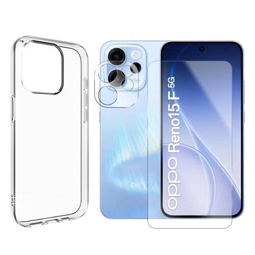 Verre Trempé pour Oppo Reno 15 F 5G CPH2801 6.57"" / Oppo Reno 15 FS 5G CPH2801 6.57"" + Verre Trempé Caméra Arrière + Coque transparente souple silicone - Visiodirect -