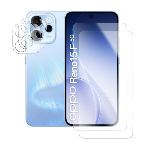 Lot de 2 Verre trempé pour Oppo Reno 15 F 5G CPH2801 6.57"" / Oppo Reno 15 FS 5G CPH2801 6.57"" + lot de 2 Verre trempé protecteur d'objectif camera arrière - Visiodirect -