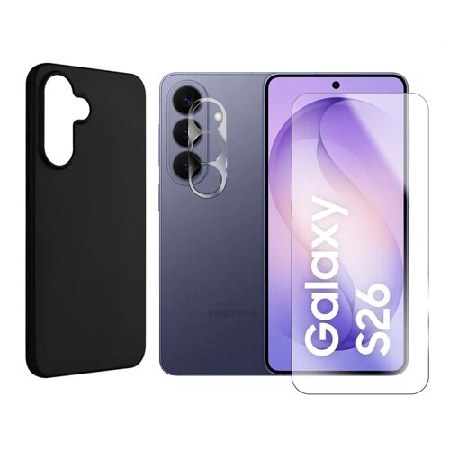 Verre trempé pour Samsung Galaxy S26 5G SM-S942B 6.3"" + Verre Trempé Caméra Arrière + Coque souple silicone Noir - Visiodirect -