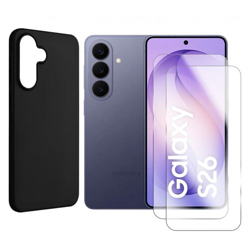 Lot de 2 Verre trempé + Coque de protection Noir souple silicone pour Samsung Galaxy S26 5G SM-S942B 6.3"" - Visiodirect -