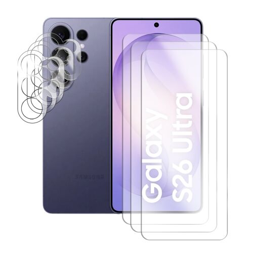 Lot de 3 Verre trempé pour samsung galaxy S26 Ultra 5G SM-S948B 6.9"" + lot de 3 Verre trempé protecteur d'objectif camera arrière - Visiodirect -