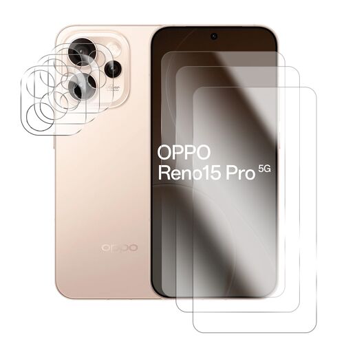 Lot de 3 Verre trempé pour Oppo Reno 15 PRO 5G CPH2813 6.32"" + lot de 3 Verre trempé protecteur d'objectif camera arrière - Visiodirect -
