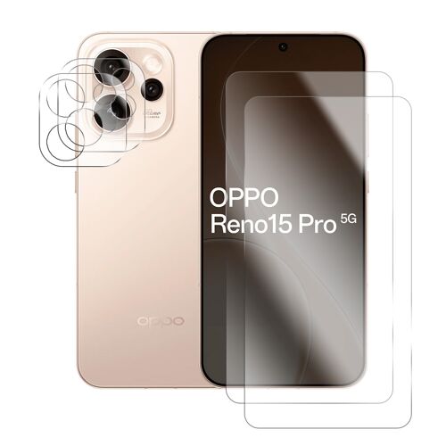 Lot de 2 Verre trempé pour Oppo Reno 15 PRO 5G CPH2813 6.32"" + lot de 2 Verre trempé protecteur d'objectif camera arrière - Visiodirect -