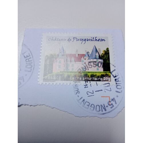 France Timbre Lettre 20g Autoadhesif Oblitéré Yvert N° 728 Chateau De Puyguilhem De 2012