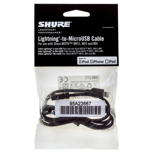 Shure AMV-LTG câble Lightning 1 m Noir