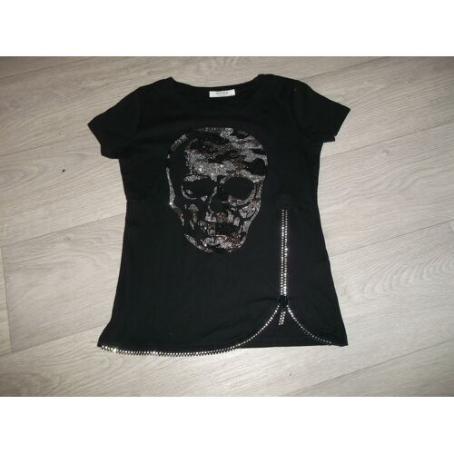 Tee Shirt Elisa Immagine Noir Tête De Mort Et Strass L/Xl Tbe
