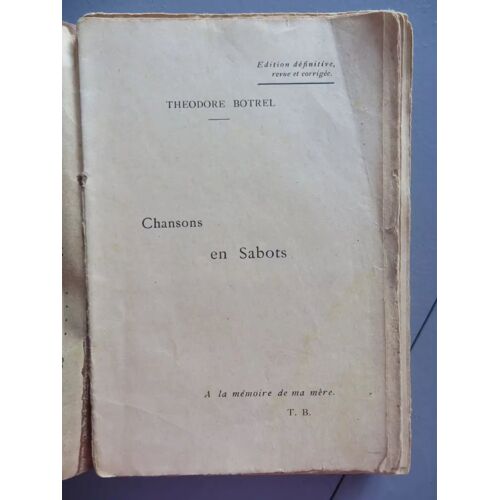 Chansons En Sabots Par Théodore Botrel/1928