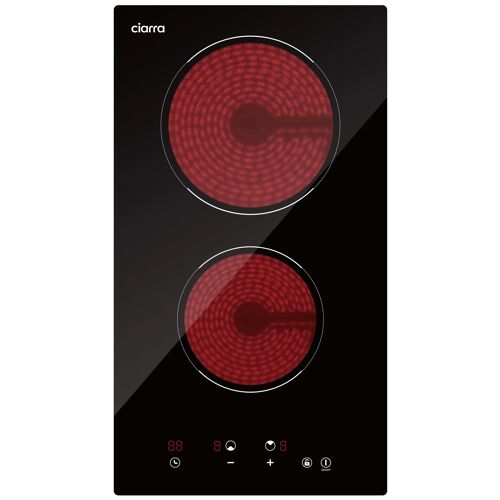 Ciarra CRGDBCH302T-OW plaque Noir Intégré 29 cm Céramique 2 zones