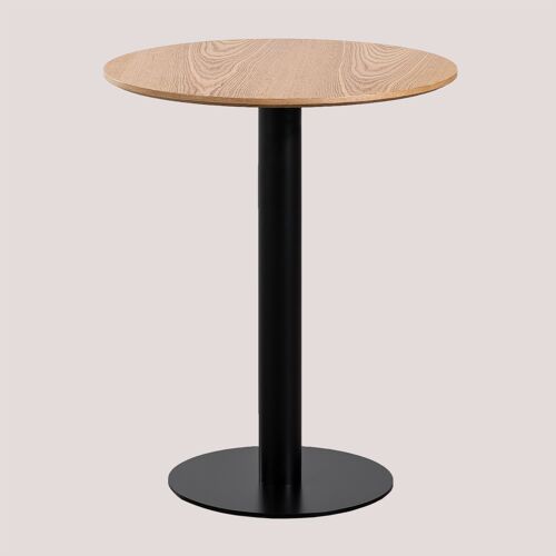 Table de bar ronde en placage de frêne Frappe Noir Ø60 cm