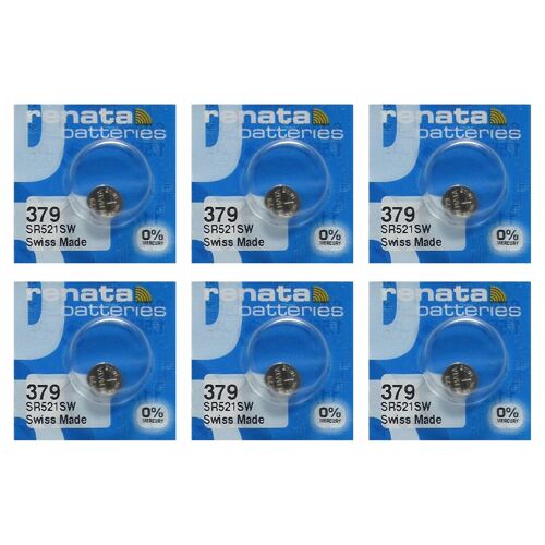 RENATA Lot de 6 Blisters de 1 Pile bouton oxyde argent X379 SR521SW