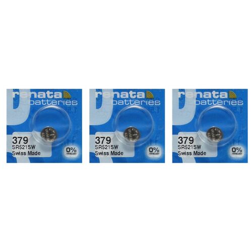 RENATA Lot de 3 Blisters de 1 Pile bouton oxyde argent X379 SR521SW