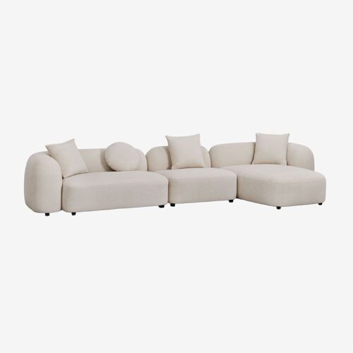 Canapé modulaire avec méridienne droite en 3 pièces en chenille Coco