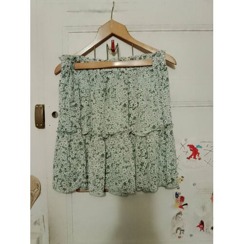 Jupe Bleue Claire Fleurs Blanches 40 L Tissaia.