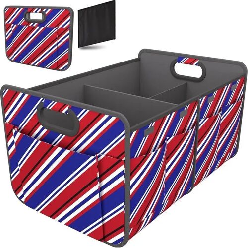 Organisateur De Coffre Pliable Voiture 74l Imperméable Polyester Oxford 12 Poches Rouges Avec Sangles Anti-Dérapantes, 3