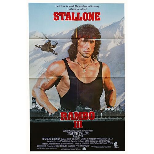 Rambo 3 (Rambo Iii) - Véritable Affiche Américaine De Cinéma Pliée - Format 68x104 Cm - De Peter Macdonald Avec Sylvester Stallone, Richard Crenna, Marc De Jonge, Kurtwood Smith - 1988