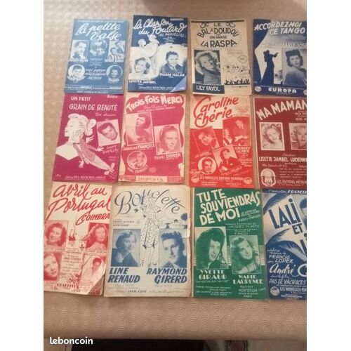 Lot De 63 Partitions Chanteurs Retro Époque : Années 1930-1950 Montand, Compagnons De La Chanson, Line Renaud, Georges Guetary, Tino Rossi, André Cleveau, Louis Casté, Jacques Helian, Mariano, Robin..