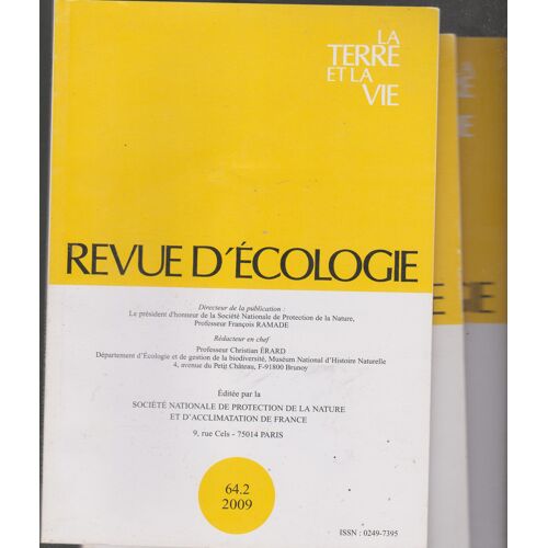 5 Numéros De La Revue D'Ecologie, N°4 (2008), N°2, N°3,N°4 (2009), N°1 (2010) Pour 9 Euros Le Tout !