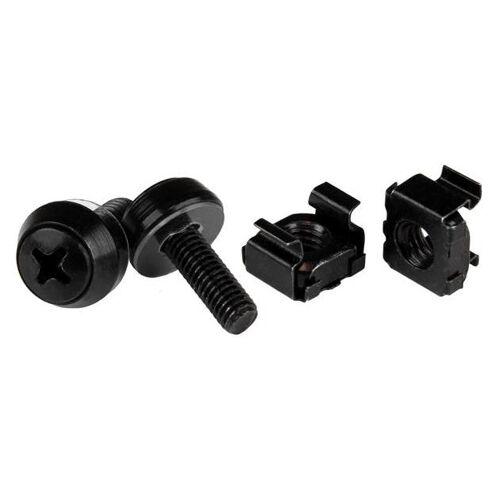 StarTech.com Lot de 50 Vis M5 de 12mm, Écrous Cage à Trous Carrés et Outil de Montage, Kit de Fixation pour Baies de Serveurs, Armoires et Boîtiers de 19" ou 10", Noir - TAA