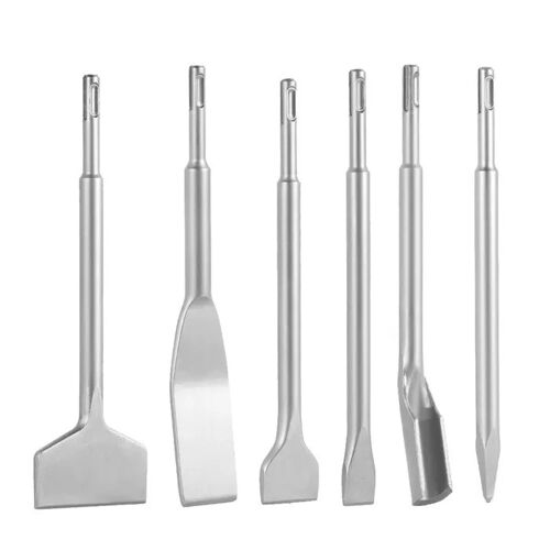 Jeu-Duoku-de Burins SDS Plus, Accessoires Compatibles avec Marteau Perforateur, Comprenant 1 Burin Pointu, 1 Gouge et 4 Burins Plats