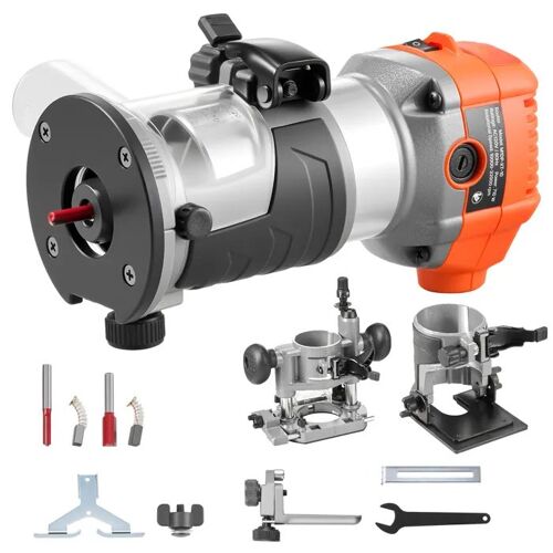 Affleureuse Compacte 710 W-Duoku-avec 6 Vitesses Réglables pour Travail du Bois, Finition, Démarrage Progressif, Bases Fixe