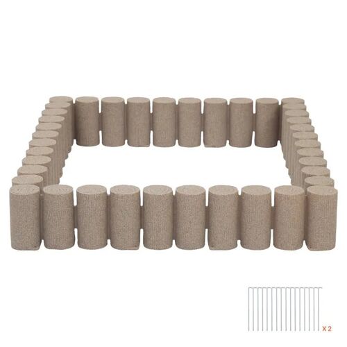 Bordure De Jardin Imitation Bois-Duoku-4,18 M - Bordure De Parterre En Plastique Pe Pour Pelouse, Massifs Et Allées, 32 Piquets