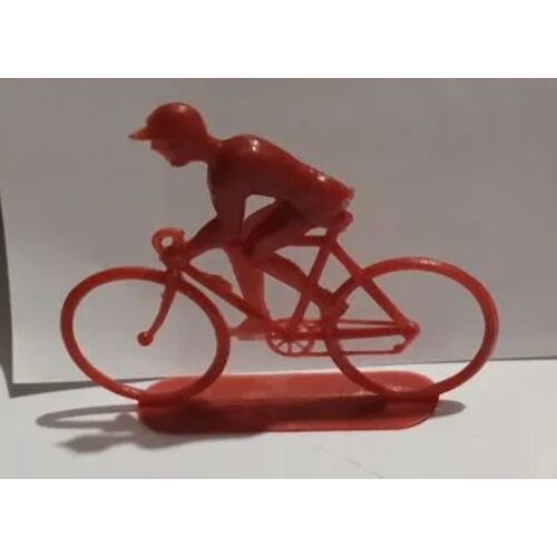 Figurine - Cycliste - En Plastique - Monobloc - Rouge - Grandes Roues