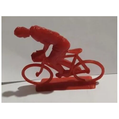 Figurine - Cycliste - " En Danseuse " - En Plastique - Monobloc - Rouge - Petites Roues