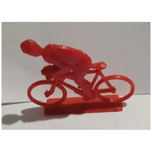 Figurine - Cycliste - En Plastique - Monobloc - Rouge - Petites Roues