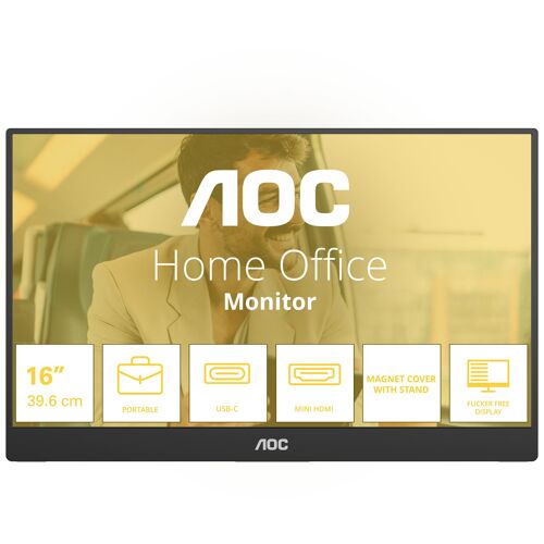 AOC 16T20E2 téléviseur et moniteur portables Moniteur portable Noir 15.6" LED 1920 x 1080