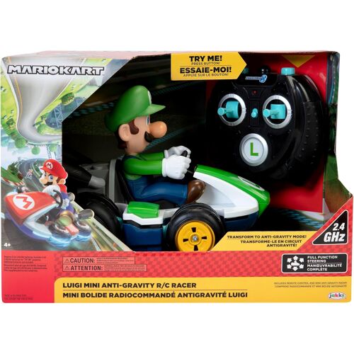 Super Mario Nintendo Mario Kart 8 Luigi - Mini voiture RC anti-gravité 2,4 GHz, avec direction entièrement fonctionnelle pour réaliser des spins à 360°, des wheelings et des drifts ! - Portée jusqu'à 30 m - Pour enfants dès 4 ans