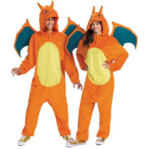Combinaison Unisexe Adulte Pokémon Dracaufeu, Déguisement Officiel Pokémon Pour Adulte, Avec Ailes Amovibles Et Capuche En Tissu Détaillée Avec Cornes, S, M, L/Xl