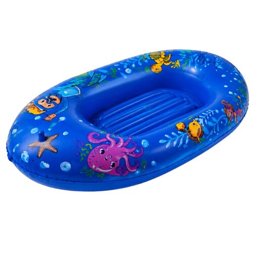 Bateau Gonflable Bleu 107 Cm À Motifs Pour Piscine Et Plage – Jouet Flottant Enfant Pour Jeux D’Eau Et Loisirs D’Été