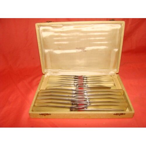 Coffret De 12 Couteaux De Table Et 12 Couteaux À Fromage Lame Inox , Manche En Os