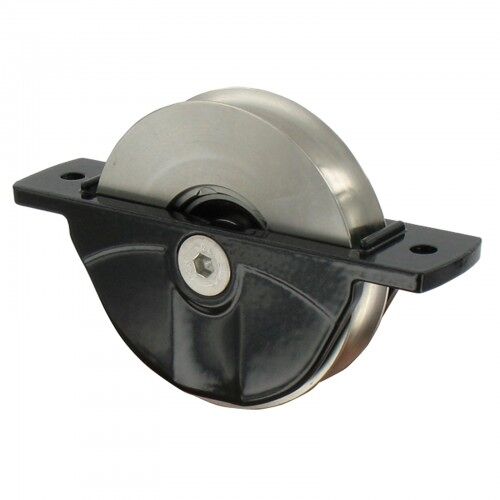 Galet encastré ou semi-encastré pour rail de portail U/oméga - Ø80 mm - noir TIRARD