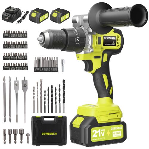 21V Brushless Cordless Drill, Compatible with Makita 2x4.0Ah Batteries, 13mm Keyless Chuck, 20+3 Torque Settings