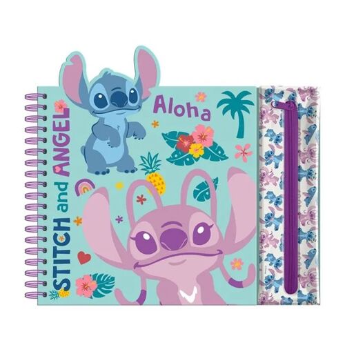 Set De Coloriage - Disney - Stitch & Angel - Carnet, Trousse Et 5 Crayons - Licence Officielle - Multicolore
