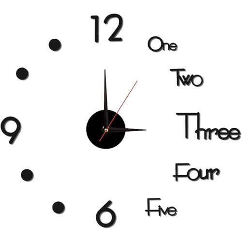 KALANKA-Modern DIY Grande Horloge Murale,3D Miroir Autocollant Pendule Murale,Mouvement Silencieux, Horloge Murale Design Moderne,(Noir) pour la décoration de la Chambre du Bureau à Domicile du Salon