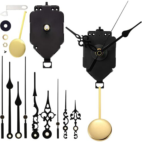 KALANKA-Mouvement pendulaire à quartz silencieux avec 3 ensembles d'aiguilles et pendule - Mouvement à quartz - Kit de mouvement DIY - Mouvement pour horloge murale - Mouvement de rechange pour horlo