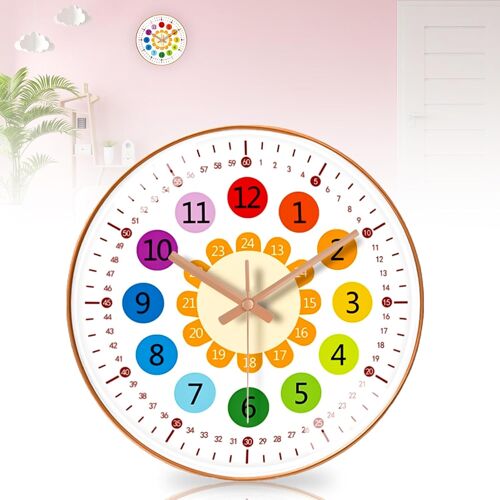 KALANKA-Horloge murale pour enfants sans bruit de tic-tac : 20 cm horloge murale éducative horloge murale pour enfants horloge murale pour chambre d'enfant pour filles et garçons pour chambre d'enfan