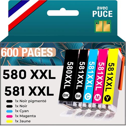 KALANKA-580 581 Cartouches compatibles avec Canon 580XXL 581XXL pour TR8550 TS705 TS705a TS6350 TS6350a TS6351 TS6351a TS6300 TS9550 Multipack 5 Cartouches d'encre