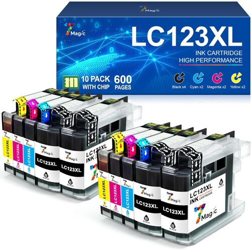 KALANKA-LC-123 Cartouche d'encre Compatibles pour Brother LC123XL LC 123 pour Brother MFC-J6720DW MFC-J6920DW MFC-J4410DW MFC-J4510DW MFC-J4610DW DCP-J132W DCP-J152W DCP-J4110DW (Paquet de 10)