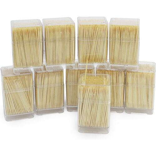 Kalanka-® 4500x Cure-Dents En Bois - Cure-Dents Pour Un Usage Quotidien - Cure-Dents Dans Une Boîte Distributrice Carrée - Cure-Dents En Bois - 6,3 Cm (4500 Pièces - Set 5)