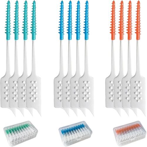 Kalanka-120 Pièces Brossettes Interdentaire, Soft Silicone Brosse À Dents, Outil De Nettoyage De Dents Pour Inter Dentaire Hygiène Interdentaire, Bleu Vert Orange 