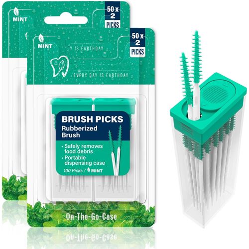 Kalanka-200 Brossettes Interdentaire Silicone Souple Goût Menthe, Brossette Dentaire Pour Nettoyage Des Espaces Dentaires Et Appareils, Fil Dentaire Alternative, Cure Dent Plastique Avec Boîte De Ran 