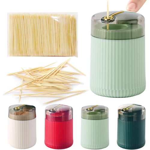 Kalanka-4 Pièces Distributeur De Cure-Dents,Pop-Up Automatic Toothpick Dispenser De Créativité Boîte Pour Restaurant De Familial,Hôtel,Cure-Dents Inclus (Quatre Couleurs)