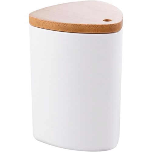 Kalanka-1 Porte-Cure-Dents En Polypropylène Avec Couvercle En Bambou, Boîte À Cure-Dents Pour La Maison, La Cuisine, Le Café, Le Restaurant, Le Bar, Blanc
