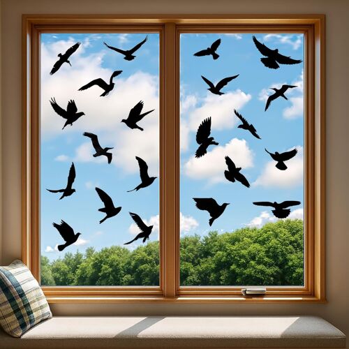 KALANKA-Lot de 37 autocollants de protection contre les oiseaux - En PVC - Réutilisables - Statiques et autocollants contre les chocs d'oiseaux