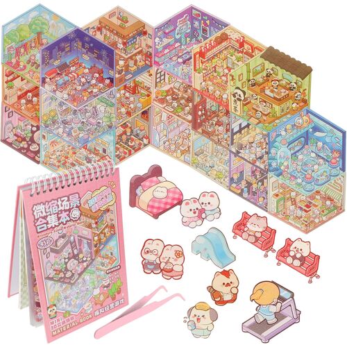KALANKA-Set autocollant 3D maison DIY, 20 lieux différents avec designs uniques, décoration murale créative pour chambre d'enfant et bureau, excellent cadeau