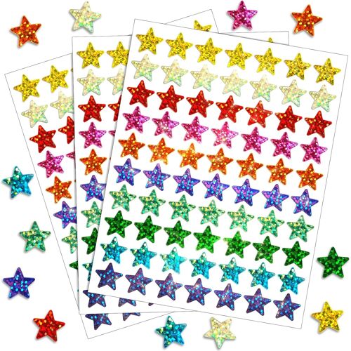 Kalanka-2100 Pièces 10 Couleurs Gommettes Étoiles Autocollants Brillantes 15mm Stickers Étoiles Autocollants Pailleté, Pastilles Autocollantes Pour Récompense Enseignant Étudiants Calendrier Diy